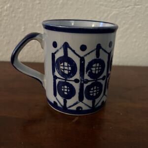 Vintage Hand Painted Scandia Blue And White Coffee Mug Japan MCM